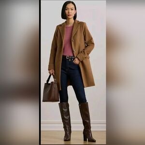 Lauren Ralph Lauren Single Breast WalkeTan Coat Petite Size 16New Without Tag